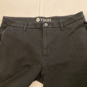 Vuori Meta Pants Mens 34 Black Performance Stretch Zip Pocket